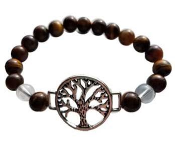 8mm Tiger Eye/Quartz With Tree Of Life