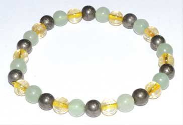 6mm Green Aventurine, Citrine & Pyrite Bracelet