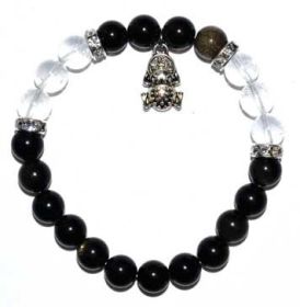 8mm Obsidian, Goldsheen/Quartz With Frog