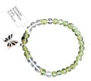 6mm Peridot/Quartz Butterfly Bracelet