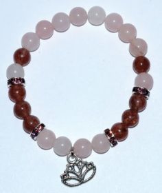 8mm Rose Quartz/Strawberry Quartz With Lotus