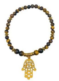 Tiger Eye With Hamsa Hand Anklet