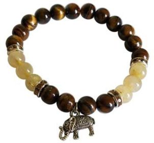 8mm Tiger Eye/Rutilated Quartz With Elephant