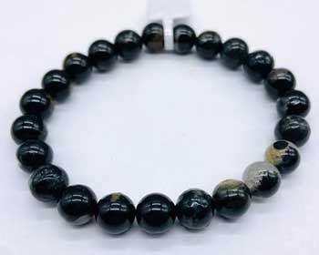6mm Tourmaline, Black With Quartz Bracelet