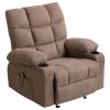 Vanbow Recliner Chair Massage Heating sofa with USB and side pocket 2 Cup Holders (Brown)