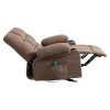 Vanbow Recliner Chair Massage Heating sofa with USB and side pocket 2 Cup Holders (Brown)
