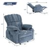 Vanbow Recliner Chair Massage Heating sofa with USB and side pocket 2 Cup Holders (Blue)