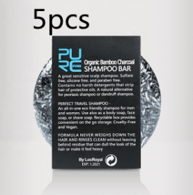 Hand-Extracted Bamboo Charcoal Shampoo Soap (Option: 5pcs)