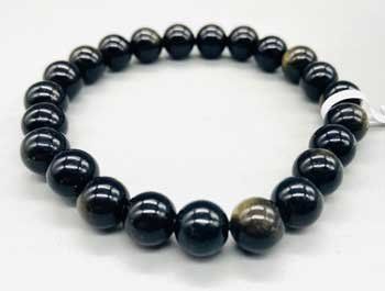 8mm Crystal Bracelet (Crystal: Obsidian, Goldsheen)