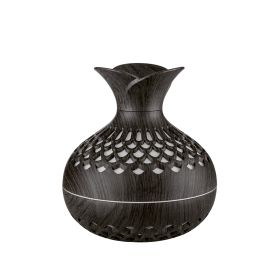 Mini Desktop Creativity Three-Leaf Flower Humidifier (Option: Deep Wood Grain Style-USB)