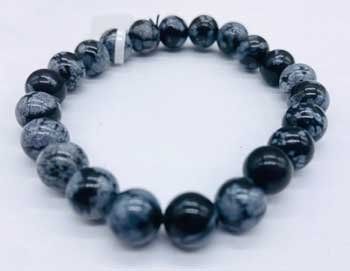 8mm Crystal Bracelet (Crystal: Obsidian, Snowflake)