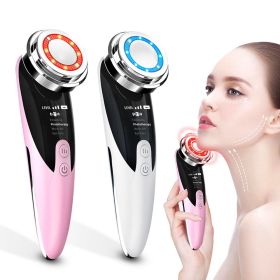 Face Massager Skin Rejuvenation Radio Mesotherapy LED Facial Lifting Beauty Vibration Wrinkle Removal Anti Aging Radio Frequency (Color: White)